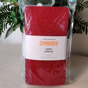 Gymboree Little Girls 2-Pack, Red and Black Tights Size 2T-3T